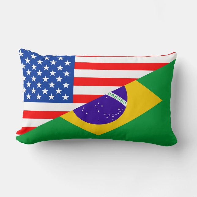 verenigde staten amerika brazilië halve vlag veren kussen (Voorkant)