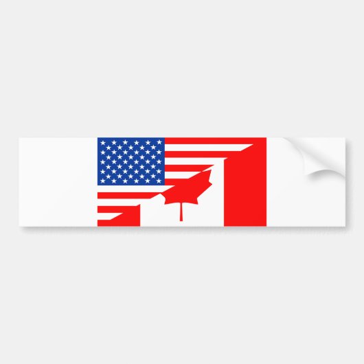 verenigde staten amerika canada halve vlag verenig bumpersticker (Voorkant)