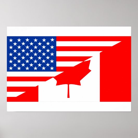 verenigde staten amerika canada halve vlag verenig poster (Voorkant)