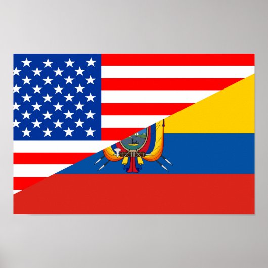 verenigde staten amerika ecuador halve vlag usa poster (Voorkant)