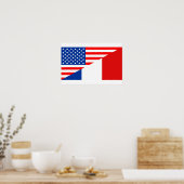 verenigde staten amerika frankrijk halve vlag vere poster (Keuken)