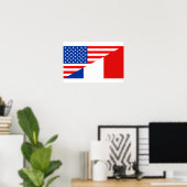 verenigde staten amerika frankrijk halve vlag vere poster (Thuiskantoor)