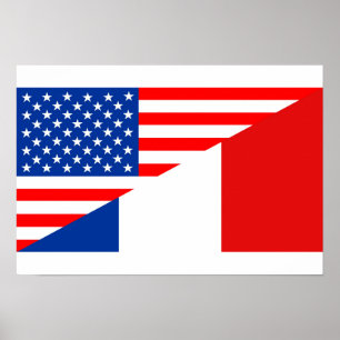 verenigde staten amerika frankrijk halve vlag vere poster