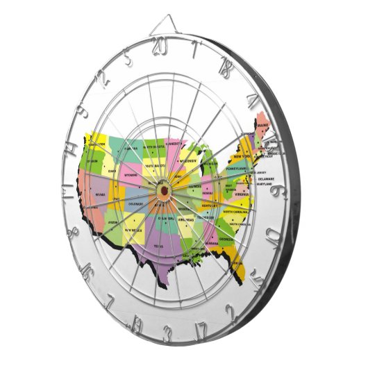 verenigde staten - amerika - kaart - dart dartbord (Voorkant Rechts)