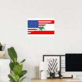 verenigde staten - amerika libanon - halve vlag -  poster (Thuiskantoor)