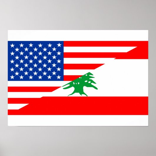 verenigde staten - amerika libanon - halve vlag -  poster (Voorkant)