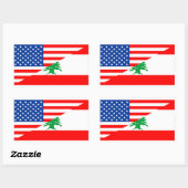 verenigde staten - amerika libanon - halve vlag -  rechthoekige sticker (Vel)