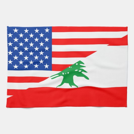 verenigde staten - amerika libanon - halve vlag - theedoek (Horizontaal)