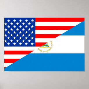 verenigde staten amerika nicaragua halve vlag vs poster