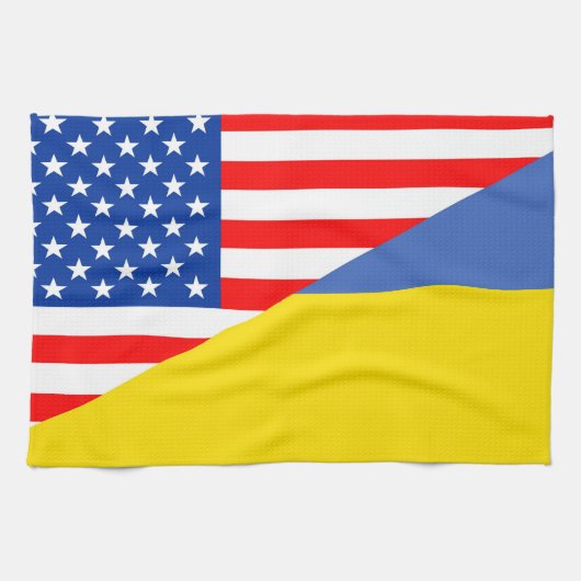 verenigde staten amerika oekraïne halve vlag vs theedoek (Horizontaal)