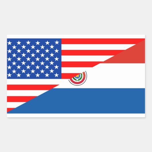 Verenigde Staten Amerika Paraguay Halve vlag VS te Rechthoekige Sticker (Voorkant)