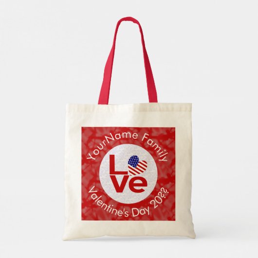 Verenigde Staten Amerika Rode Love Flag Gepersonal Tote Bag (Achterkant)