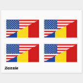 verenigde staten - amerika roemenië halve vlag vs  rechthoekige sticker (Vel)