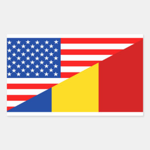 verenigde staten - amerika roemenië halve vlag vs  rechthoekige sticker