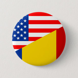verenigde staten - amerika roemenië halve vlag vs  ronde button 5,7 cm