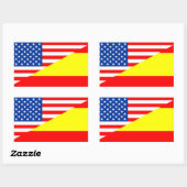 verenigde staten amerika spanje halve vlag vs land rechthoekige sticker (Vel)