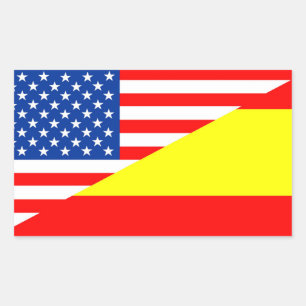 verenigde staten amerika spanje halve vlag vs land rechthoekige sticker