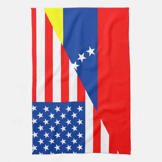 verenigde staten amerika venezuela halve vlag usa theedoek (Verticaal)