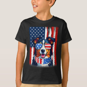 Verenigde Staten Amerika Vlag Border Collie Hond 4 T-shirt
