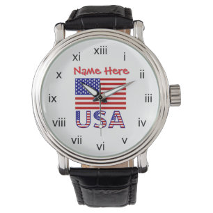 Verenigde Staten Amerika Vlag Rood Gepersonaliseer Horloge
