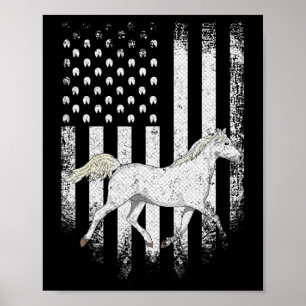  Verenigde Staten Amerikaanse vlag Arabische paard Poster