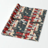 Verenigde Staten Amerikaanse vlag auto's Racing Gr Cadeaupapier (Uitgerold)