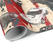 Verenigde Staten Amerikaanse vlag auto's Racing Gr Cadeaupapier (Rol Hoek)