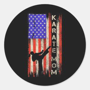 Verenigde Staten Amerikaanse Vlag Karate Mom Kara Ronde Sticker