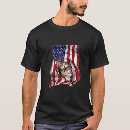 Verenigde Staten Amerikaanse vlag Kat Kat Kitten F T-shirt (Voorkant)