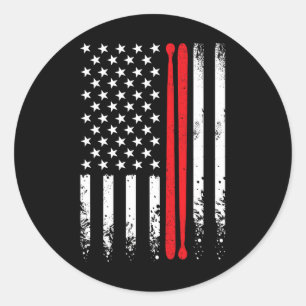 Verenigde Staten Amerikaanse vlag retro muziek dru Ronde Sticker