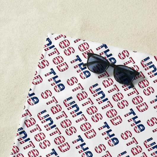 Verenigde Staten Amerikaanse vlag Typografie Strandlaken (In situ)