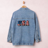 Verenigde Staten Amerikaanse vlag Unieke lettertyp Denim Jacket (Hangar)