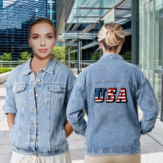 Verenigde Staten Amerikaanse vlag Unieke lettertyp Denim Jacket