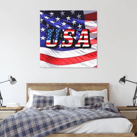 Verenigde Staten - Amerikaanse vlag - Verrekte can Canvas Afdruk (Insitu (Slaapkamer))