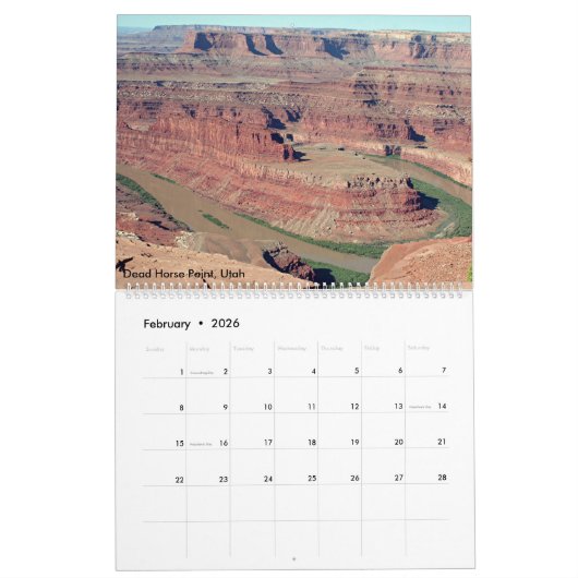 Verenigde Staten: Arizona en Utah 2026 Kalender (Feb 2026)