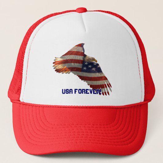 Verenigde Staten Bald Eagle & US Flag USA FOREVER Trucker Pet (Voorkant)