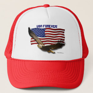 Verenigde Staten Bald Eagle & US Flag USA FOREVER Trucker Pet