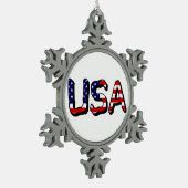Verenigde Staten bedekt met Amerikaanse vlag ornan Tin Sneeuwvlok Ornament (Links)