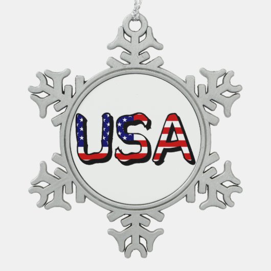 Verenigde Staten bedekt met Amerikaanse vlag ornan Tin Sneeuwvlok Ornament (Voorkant)