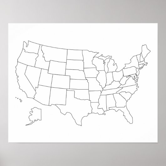 Verenigde Staten blanco kaart US overzicht poster (Voorkant)