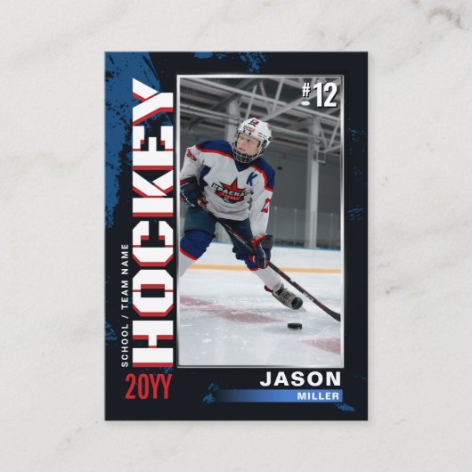 Verenigde Staten Blauw Rood Hockey Trading Kaart H Contactkaartje (Voorkant)