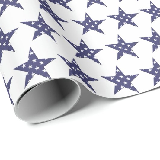 Verenigde Staten Blauwe en Witte Sterren Patriotti Cadeaupapier (Rol Hoek)