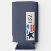 Verenigde Staten Blue Navy Stars Stripes Seltzer Blikjeskoeler (Voorkant)
