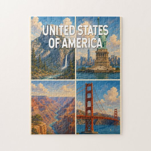 Verenigde Staten Collage Illustratie Reis Kunst Legpuzzel (Verticaal)