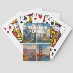 Verenigde Staten Collage Illustratie Reis Kunst Pokerkaarten