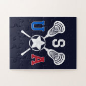 Verenigde Staten Crosskick Emblem - Lacrosse Veren Legpuzzel (Horizontaal)