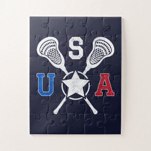 Verenigde Staten Crosskick Emblem - Lacrosse Veren Legpuzzel (Verticaal)