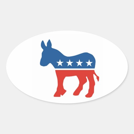 verenigde staten - democratische partij donkey usa ovale sticker (Voorkant)