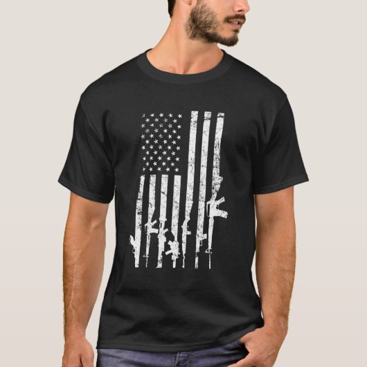 Verenigde Staten Distressed Flag Pistolen Pro Pist T-shirt (Voorkant)