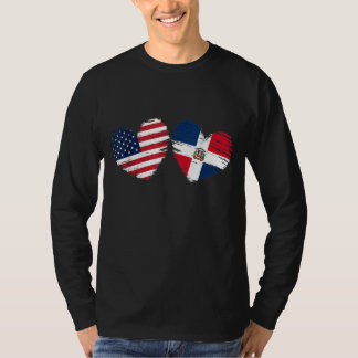 Verenigde Staten Dominicaanse Republiek Vlag Hart T-shirt
